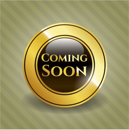 Coming Soon gold emblem or badge