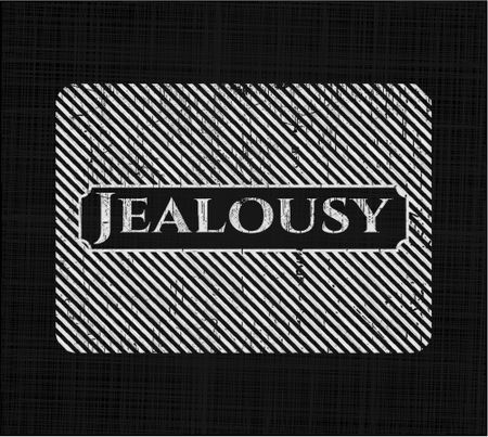 Jealousy chalk emblem, retro style, chalk or chalkboard texture