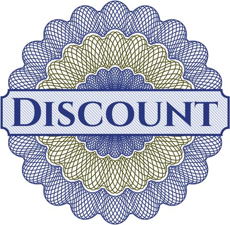 Discount inside money style emblem or rosette