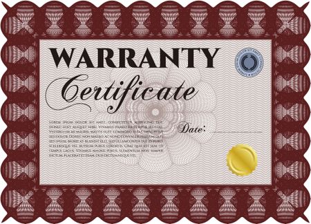 Warranty Certificate template. Cordial design. Detailed. With background. 
