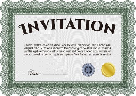 Vintage invitation. Artistry design. With complex linear background. Vector illustration. 