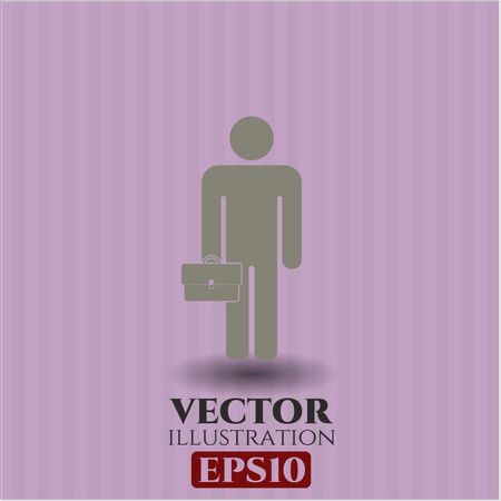 Businessman holding briefcase vector symbol