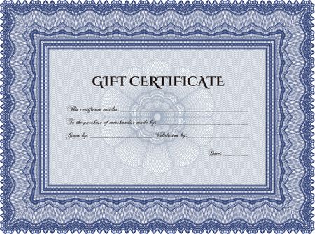 Retro Gift Certificate template. Artistry design. With complex linear background. Vector illustration. 