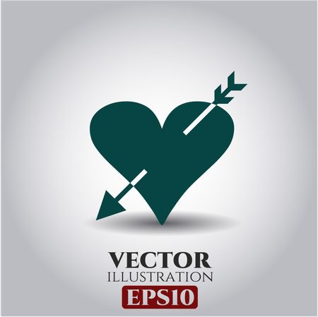 Heart with arrow vector symbol