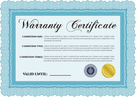 Sample Warranty. Border, frame. With linear background. Beauty design. 