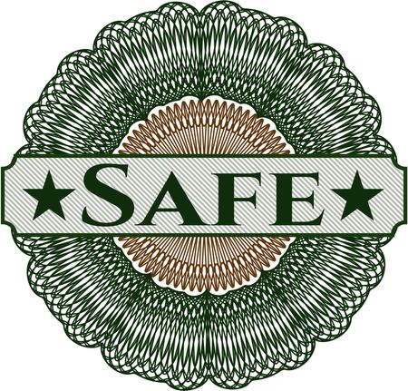 Safe inside money style emblem or rosette