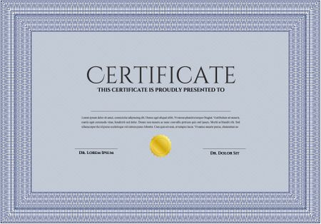 Diploma template or certificate template. Artistry design. Vector pattern that is used in money and certificate. With quality background. Blue color.