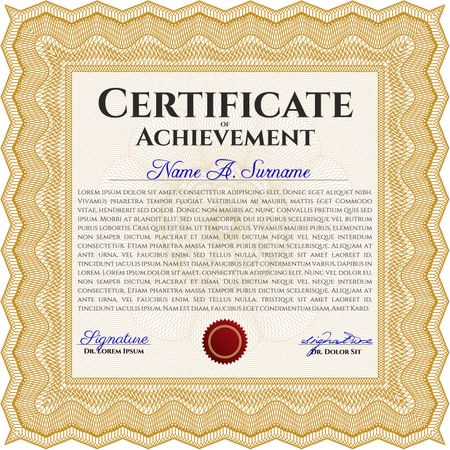 Orange Certificate template. Customizable, Easy to edit and change colors. Easy to print. Cordial design. 