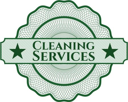 Cleaning Services inside money style emblem or rosette