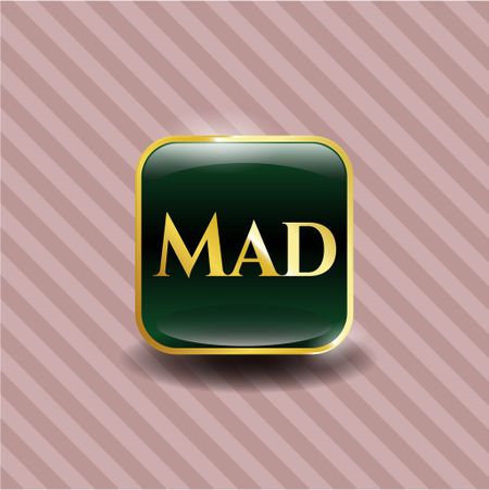 Mad golden emblem or badge