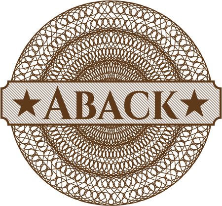 Aback rosette or money style emblem
