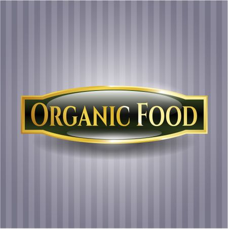 Organic Food gold shiny emblem