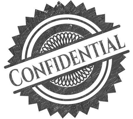 Confidential emblem drawn in pencil