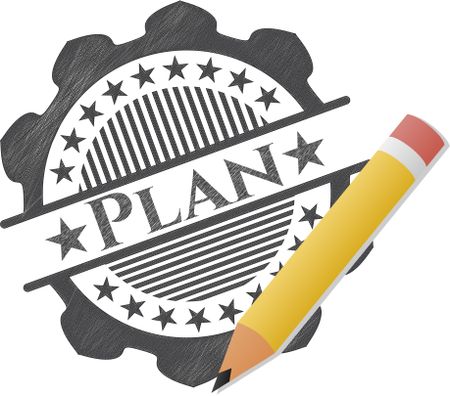 Plan emblem with pencil effect