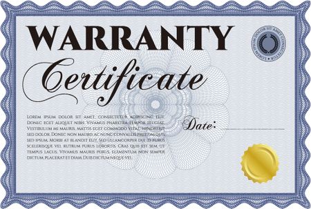 Warranty Certificate template. With background. Detailed. Cordial design. 
