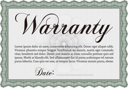 Warranty Certificate template. Detailed. Easy to print. Cordial design. 