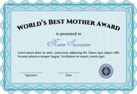 World's Best Mother Award Template. With complex background. Customizable, Easy to edit and change colors. Excellent design. 