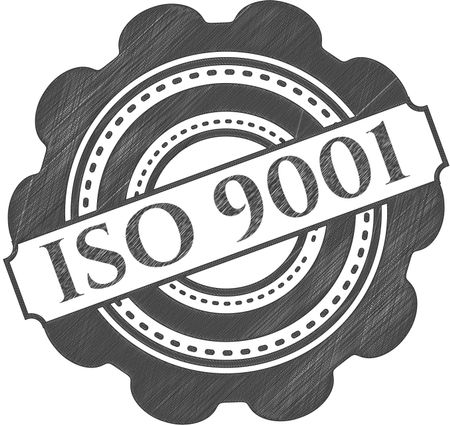 ISO 9001 drawn with pencil strokes
