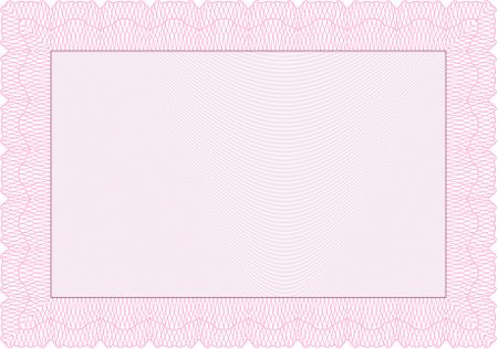 Classic Certificate or Diploma template. Money Pattern design. Pink color.
