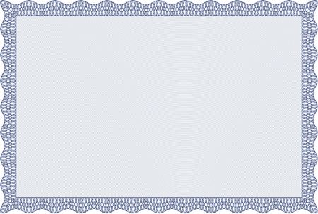 Blue Classic Certificate template. With great quality guilloche pattern. Money Pattern. Award. 