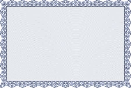 Blue Classic Certificate template. With great quality guilloche pattern. Money Pattern. Award.