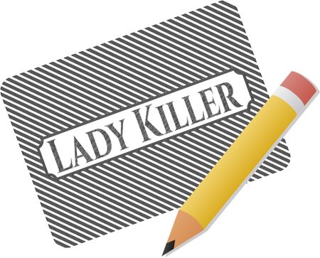 Lady Killer emblem drawn in pencil