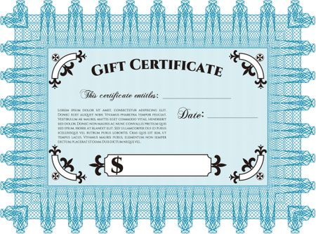 Gift certificate template. Printer friendly. Complex design. Detailed. 