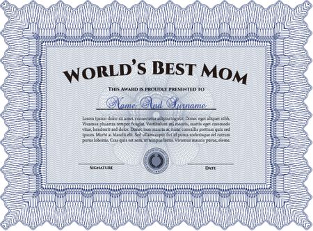 World's Best Mom Award. Detailed. Printer friendly. Complex design. 