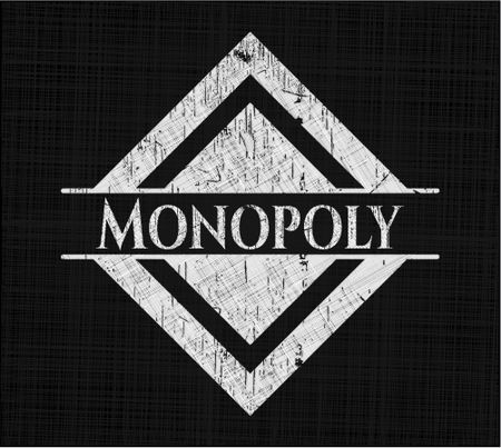 Monopoly chalk emblem, retro style, chalk or chalkboard texture