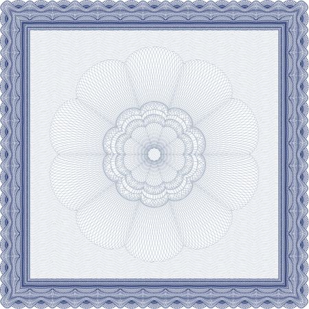 Certificate of achievement. With guilloche pattern and background. Sophisticated design. Diploma of completion. Blue color.