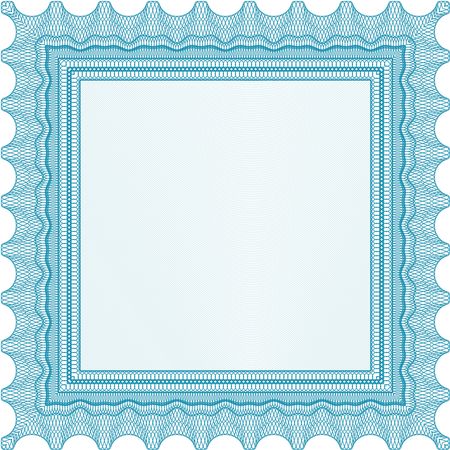 Certificate of achievement. With guilloche pattern and background. Sophisticated design. Diploma of completion. Light blue color.