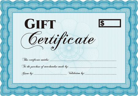 Modern gift certificate. With guilloche pattern. Retro design.