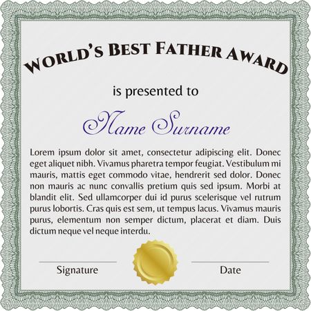 World's Best Father Award. Detailed. Cordial design. With background. 