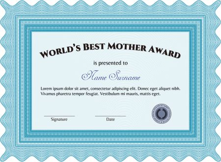 World's Best Mom Award Template. Good design. With complex background. Customizable, Easy to edit and change colors. 