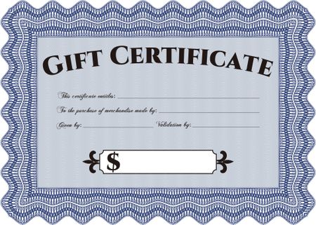 Retro Gift Certificate template. With complex linear background. Artistry design. Border, frame. 