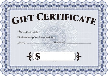 Retro Gift Certificate template. With complex linear background. Artistry design. Border, frame. 