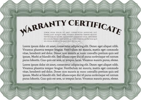 Sample Warranty template. With great quality guilloche pattern. Sophisticated design. 
