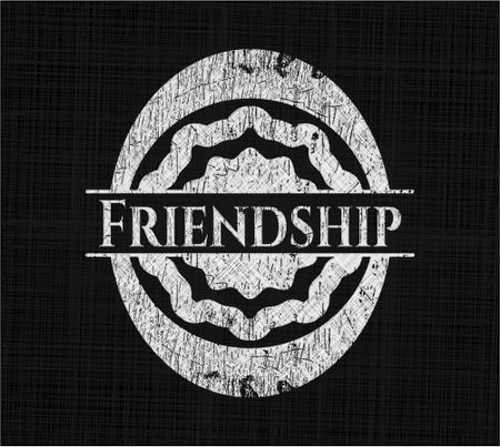 Friendship chalkboard emblem written on a blackboard