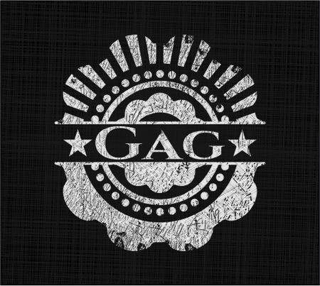 Gag chalk emblem written on a blackboard