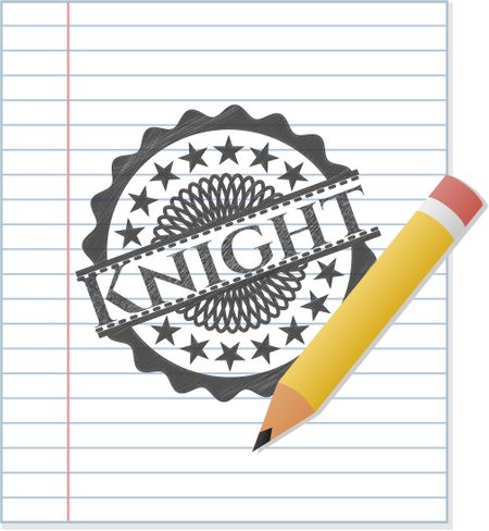 Knight emblem draw with pencil effect