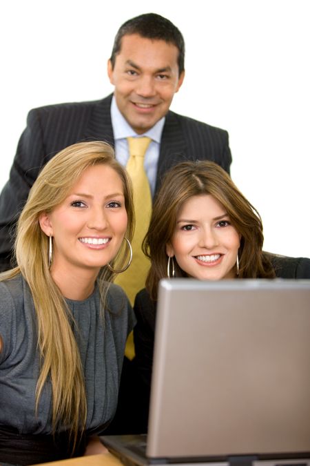 Successful business team isolated over a white background
