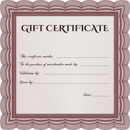 Vector Gift Certificate. Customizable, Easy to edit and change colors. Good design. With complex background. 