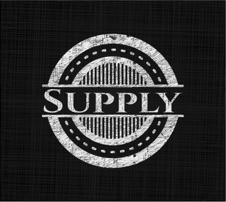 Supply chalkboard emblem on black board