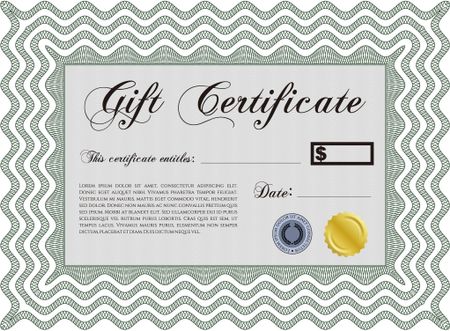 Vector Gift Certificate template. Artistry design. Vector illustration. With complex linear background. 