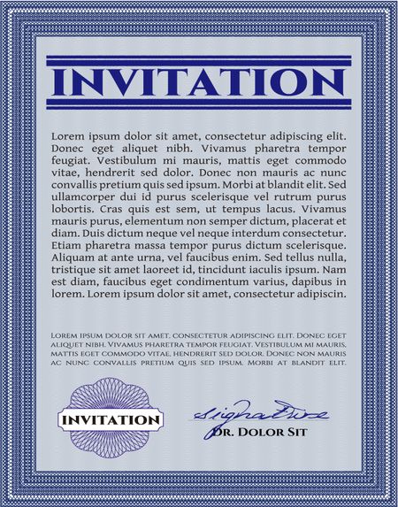 Retro vintage invitation. With guilloche pattern. Retro design. 