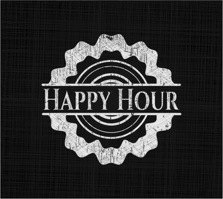 Happy Hour written with chalkboard texture
