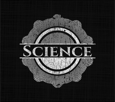Science chalkboard emblem on black board