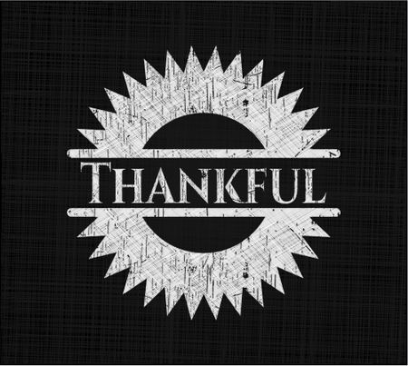 Thankful chalk emblem, retro style, chalk or chalkboard texture