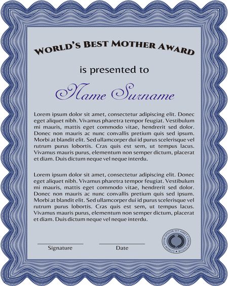 Best Mother Award. With linear background. Border, frame. Beauty design. 