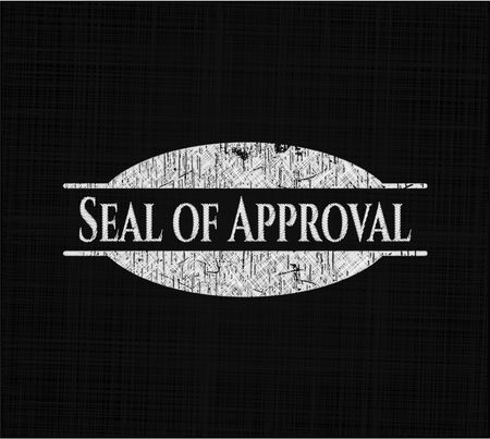 Seal of Approval chalk emblem written on a blackboard